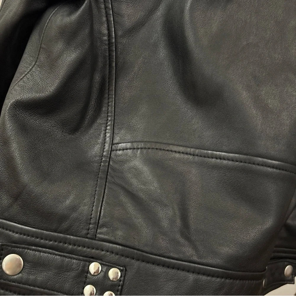 Maje Bostep Blouson Moto Lambskin Leather Jacket FR 40 or US 8 Black Biker - Picture 13 of 14